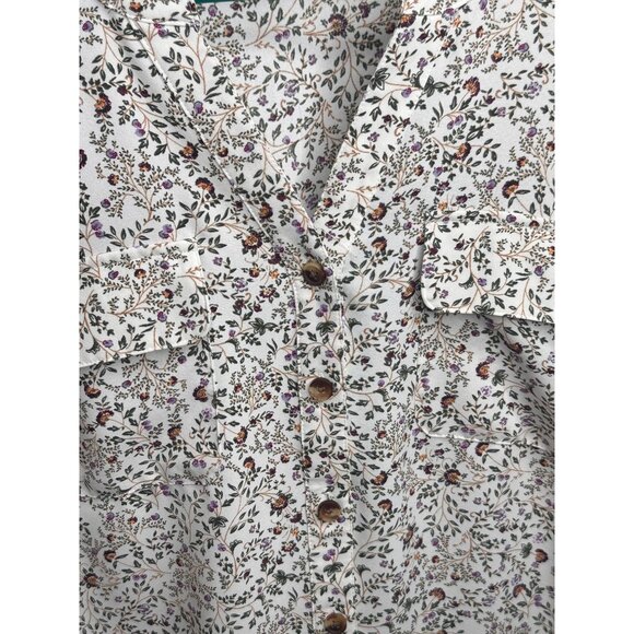 Croft Barrow Womens Hinge Ditsy Floral Button Down V Neck Blouse Long Sleeve XL - Picture 6 of 10